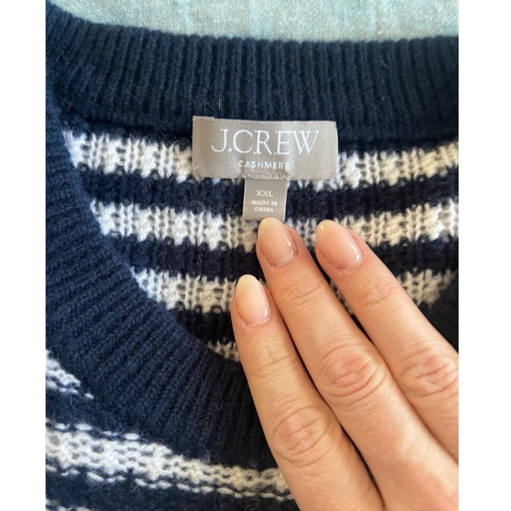 J.Crew Cashmere relaxed crewneck sweater in stripe - Picture 4 of 5